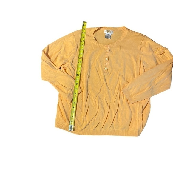 Talbots Women’s Linen Blend Plus Size 1X Pale Orange Sweater Sleeve Pocket - Picture 1 of 11